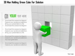 1114 3d man holding green cube for solution ppt graphics icons