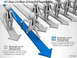 1114 3d man on blue arrow for leadership ppt graphics icons
