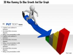 1114 3d man running on blue growth and bar graph ppt graphics icons
