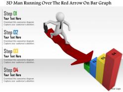 1114 3d Man Running Over The Red Arrow On Bar Graph Ppt Graphics Icons