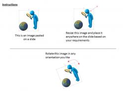 1114 3d man seeing globe from magnifier ppt graphics icons
