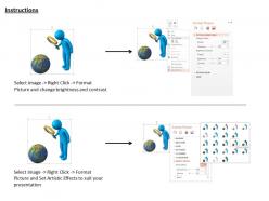 1114 3d man seeing globe from magnifier ppt graphics icons