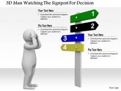 1114 3d man watching the signpost for decision ppt graphics icons