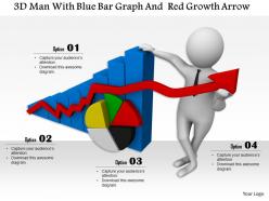 1114 3d man with blue bar graph and red growth arrow ppt graphics icons