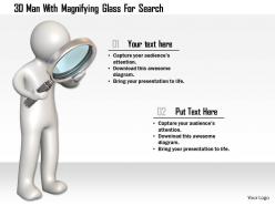1114 3d man with magnifying glass for search ppt graphics icons