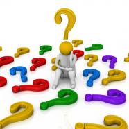 1114 3d man with multiple question mark stock photo