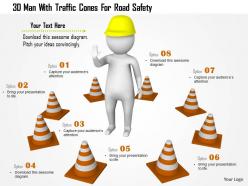 1114 3d man with traffic cones for raod safety ppt graphics icons
