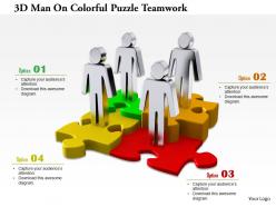 1114 3d men on colorful puzzle teamwork ppt graphics icons