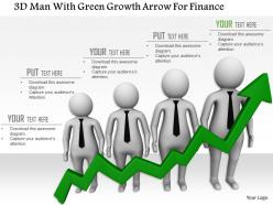 1114 3d men with green growth arrow for finance ppt graphics icons