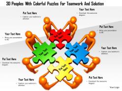 1114 3d peoples with colorful puzzles for teamwork and solution ppt graphics icons