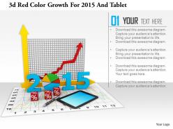 1114 3d red color growth for 2015 and tablet image graphic for powerpoint