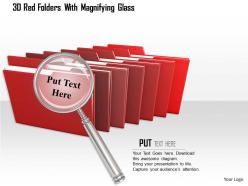 1114 3d red folders with magnifying glass image graphics for powerpoint