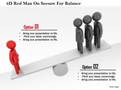1114 3d Red Man On Seesaw For Balance Ppt Graphics Icons