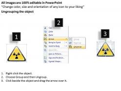 1114 3d triangular warning board of nuclear power powerpoint template