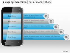 1114 5 stage agenda coming out of mobile phone ppt slide