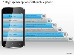 1114 6 stage agenda options with mobile phone ppt slide