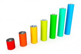 1114 bar graph of colorful battery cells stock photo