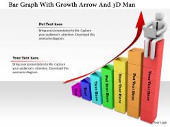 1114 Bar Graph With Growth Arrow And 3d Man Ppt Graphics Icons