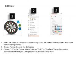 1114 black target board with three darts for business targets powerpoint template