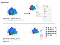 1114 blue cloud icon with upload and download arrow image graphics for powerpoint