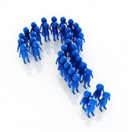 1114 blue colored 3d men making question mark stock photo
