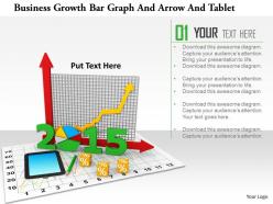 1114 business growth bar graph and arrow and tablet image graphic for powerpoint