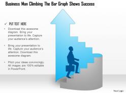 1114 business man climbing the bar graph shows success powerpoint template