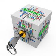 1114 cloud cube with key stock photo