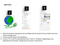 1114 colorful globe with green plug for technology powerpoint template