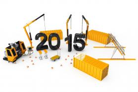 1114 crane with moulder and 2015 year text stock photo