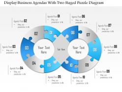 1114 display business agendas with two staged puzzle diagram powerpoint template