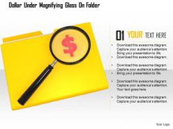 1114 dollar under magnifying glass on folder image graphics for powerpoint