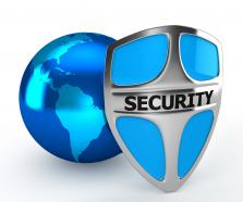 1114 earth globe and security shield done stock photo