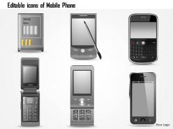 1114 editable icons of mobile phone blackberry iphone razor pda battery ppt slide