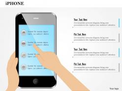 1114 editable image of iphone with finger showing gestures ppt slide