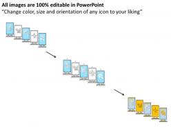 1114 five mobiles in linear sequence for data display powerpoint template