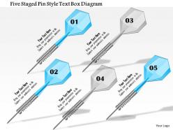 1114 five staged pin style text box diagram powerpoint template