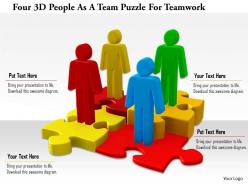 1114 four 3d people as a team puzzle for teamwork ppt graphics icons