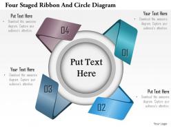 1114 four staged ribbon and circle diagram powerpoint template