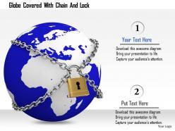 1114 globe covered with chain and lock image graphics for powerpoint