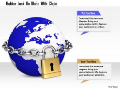 1114 golden lock on globe with chian image graphics for powerpoint