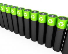 1114 green and black cells standing in a row stock photo