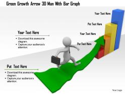1114 green growth arrow 3d man with bar graph ppt graphics icons