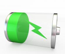 1114 Green Icon Of Battery Charging Stock Photo