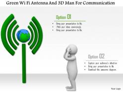 1114 green wi fi antenna and 3d man for communication ppt graphics icons