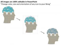 1114 human brain design with blue and grey puzzles powerpoint template