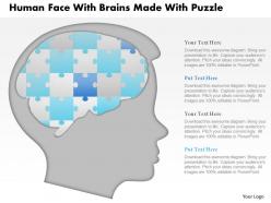 1114 human face with brains made with puzzle powerpoint template