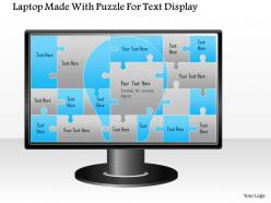 1114 laptop made with puzzle for text display powerpoint template