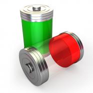 1114 Low Battery And Full Battery Icons Stock Photo