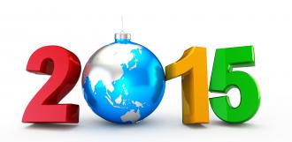 1114 new year 2015 with globe for new year celebration stock photo
